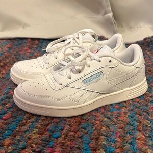Reebok Women’s White Sneakers with Light Blue Logo
